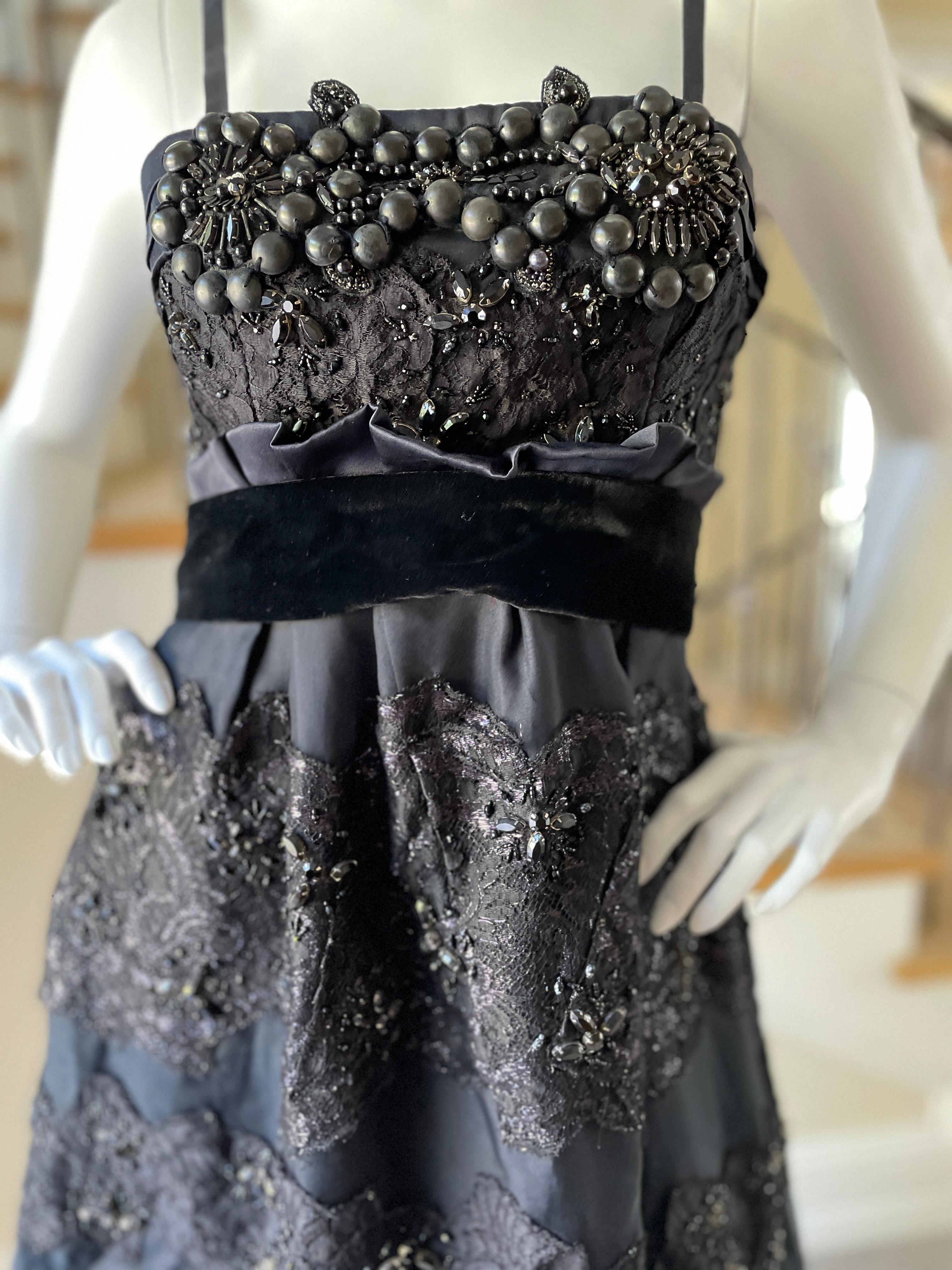 Christian Lacroix Boldly Embellished Vintage Little Black Cocktail Dress For Sale 1