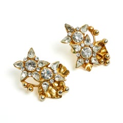 Christian Lacroix Boucles XL clips 1990s Golden Flowers Maxi Clip on Earrings