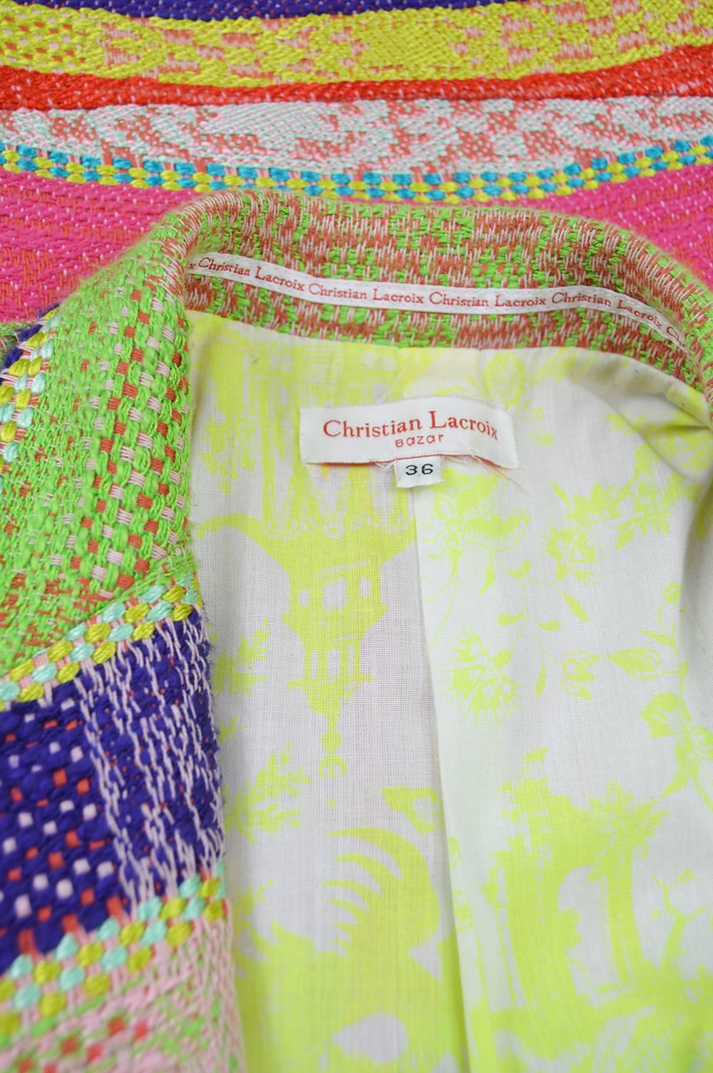 Christian Lacroix Brightly Multicolored Woven Tapestry Women's Blazer Jacket 3