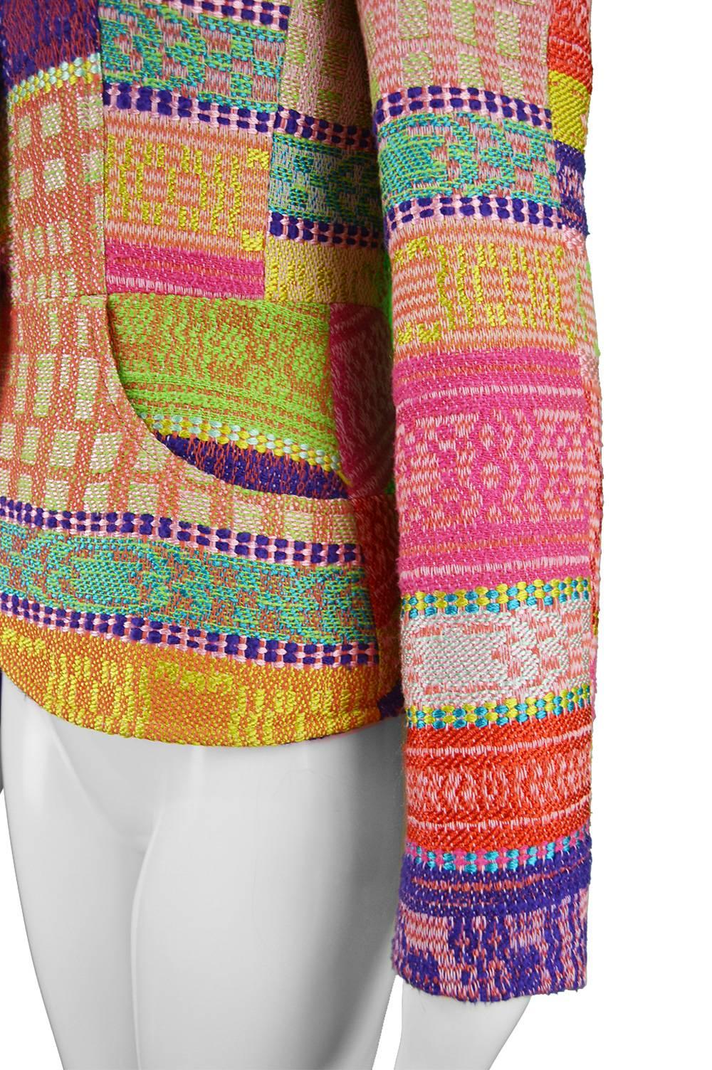 Beige Christian Lacroix Brightly Multicolored Woven Tapestry Women's Blazer Jacket
