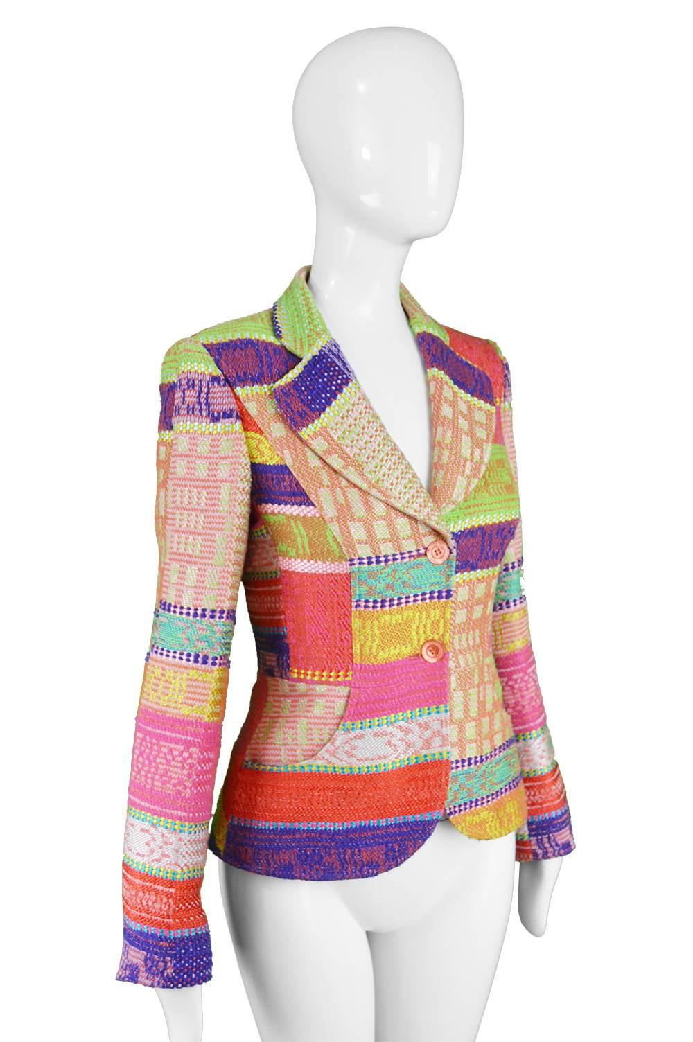 Christian Lacroix Brightly Multicolored Woven Tapestry Women's Blazer Jacket In Excellent Condition In Doncaster, South Yorkshire