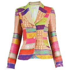 Christian Lacroix Brightly Multicolored Woven Tapestry Women's Blazer Jacket
