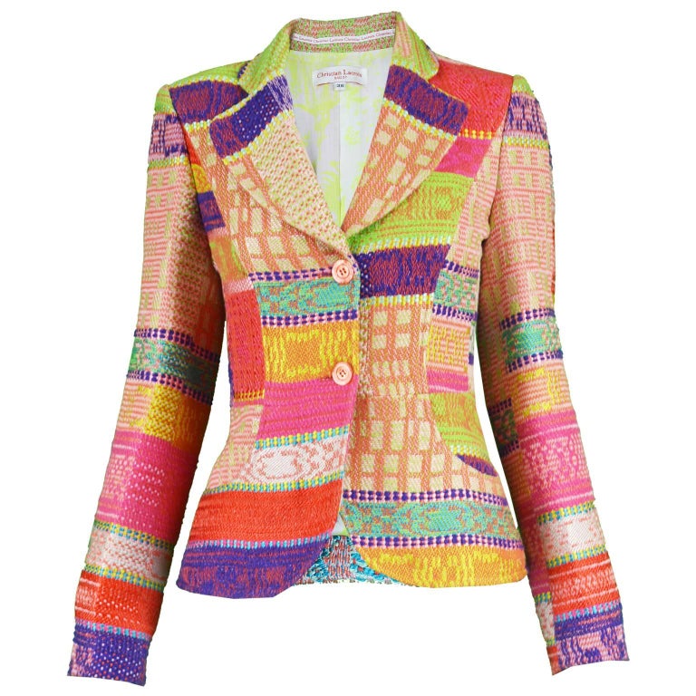 Christian Lacroix Brightly Multicolored Woven Tapestry Women's Blazer