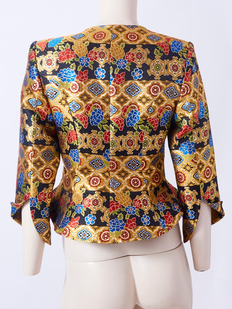 Brown Christian Lacroix Brocade Fitted Jacket For Sale