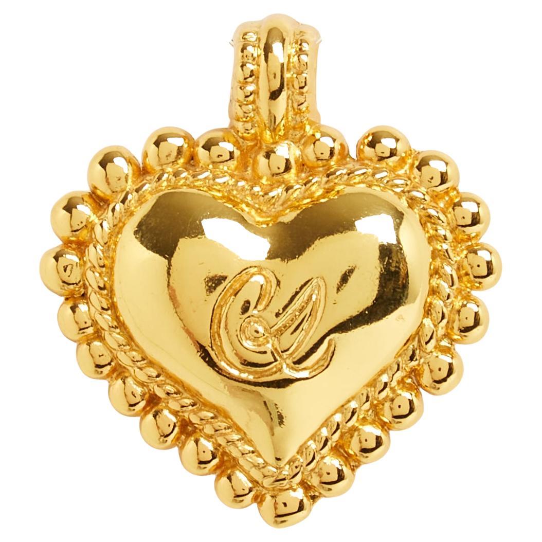 Christian Lacroix Broche Pendentif 1995s Iconic Golden Heart Pendant and Brooch For Sale
