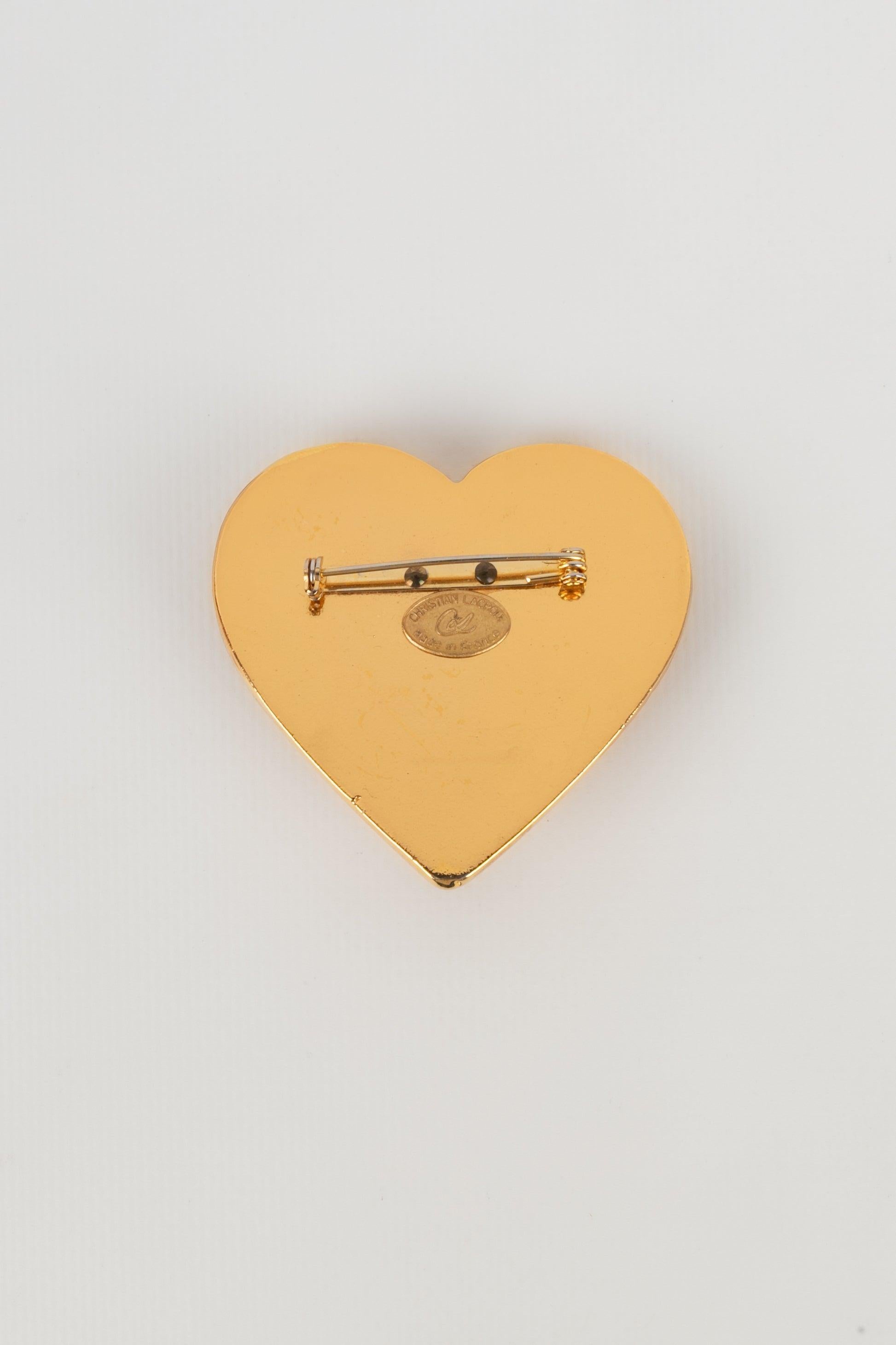 Christian Lacroix Broche en métal doré représentant un cœur, milieu des années 1990 Pour femmes en vente