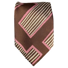 CHRISTIAN LACROIX Brown Grey Pink Graphic Silk Tie