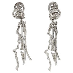 Christian Lacroix Brutalist Silvered Jeweled Clip Earrings