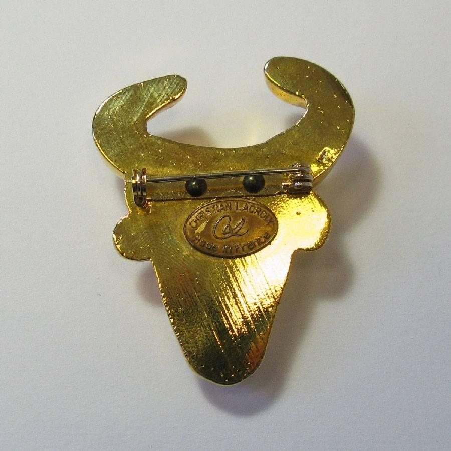 Women's CHRISTIAN LACROIX Bull Vintage Brooch in Gold Resin