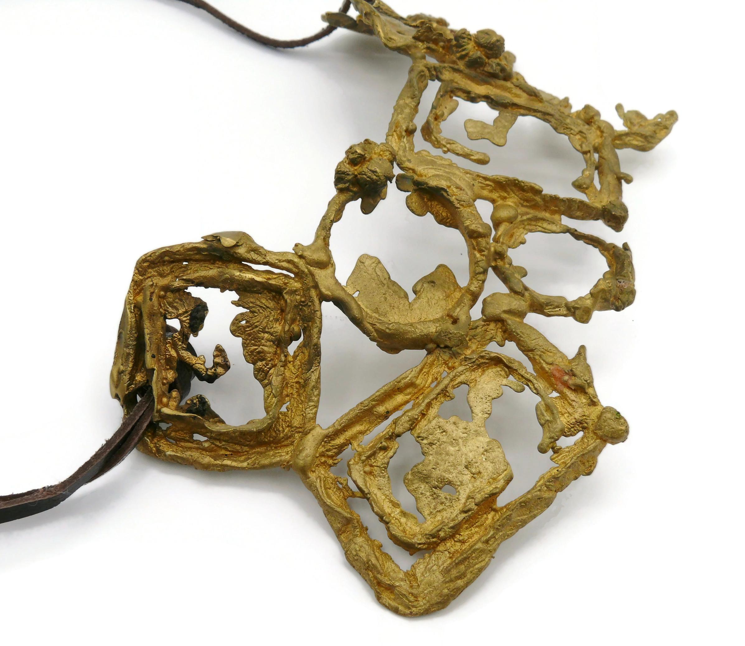 CHRISTIAN LACROIX by CHRISTIANE BILLET Vintage Sculptured Brutalist Necklace For Sale 1