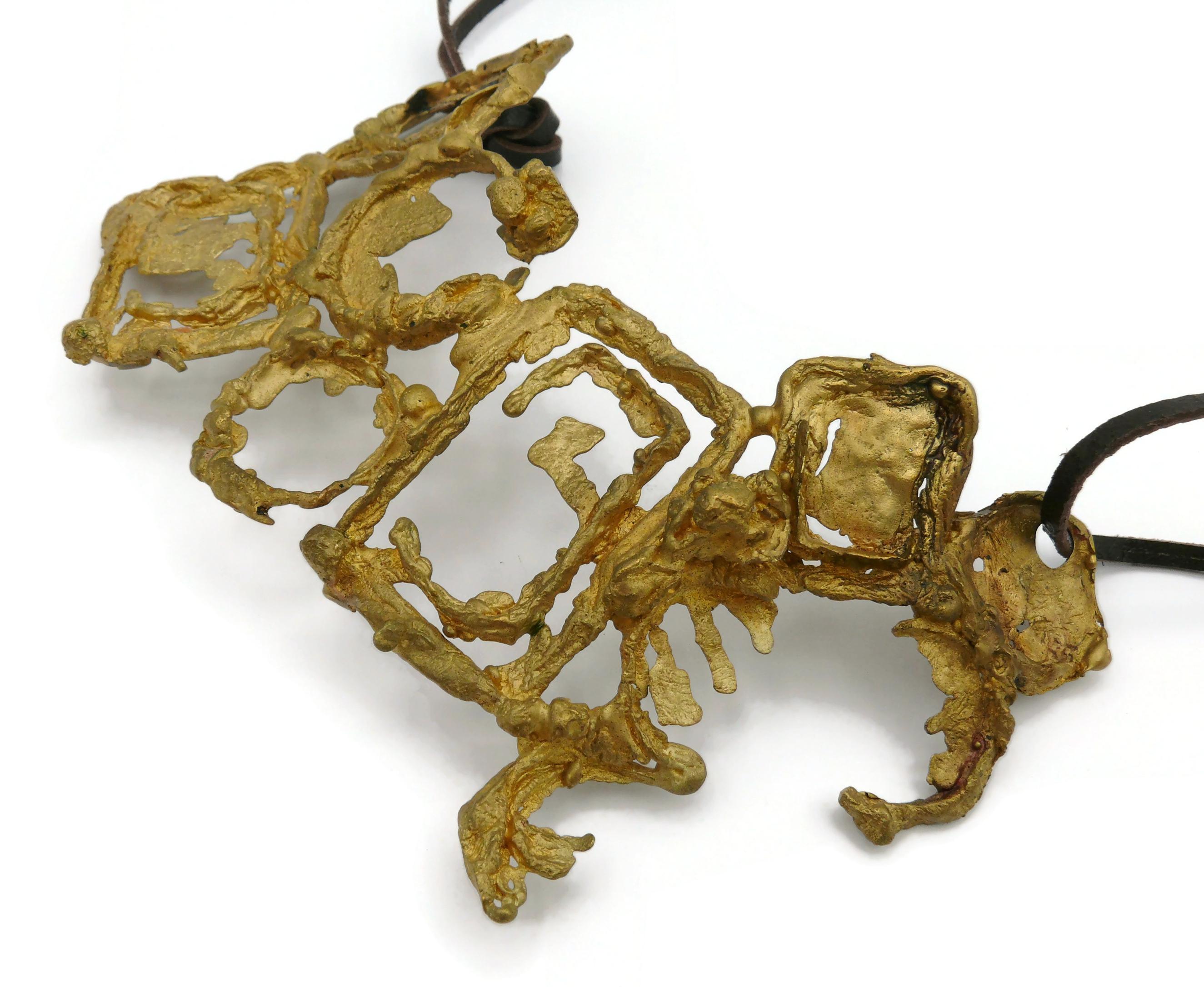CHRISTIAN LACROIX by CHRISTIANE BILLET Vintage Sculptured Brutalist Necklace For Sale 3