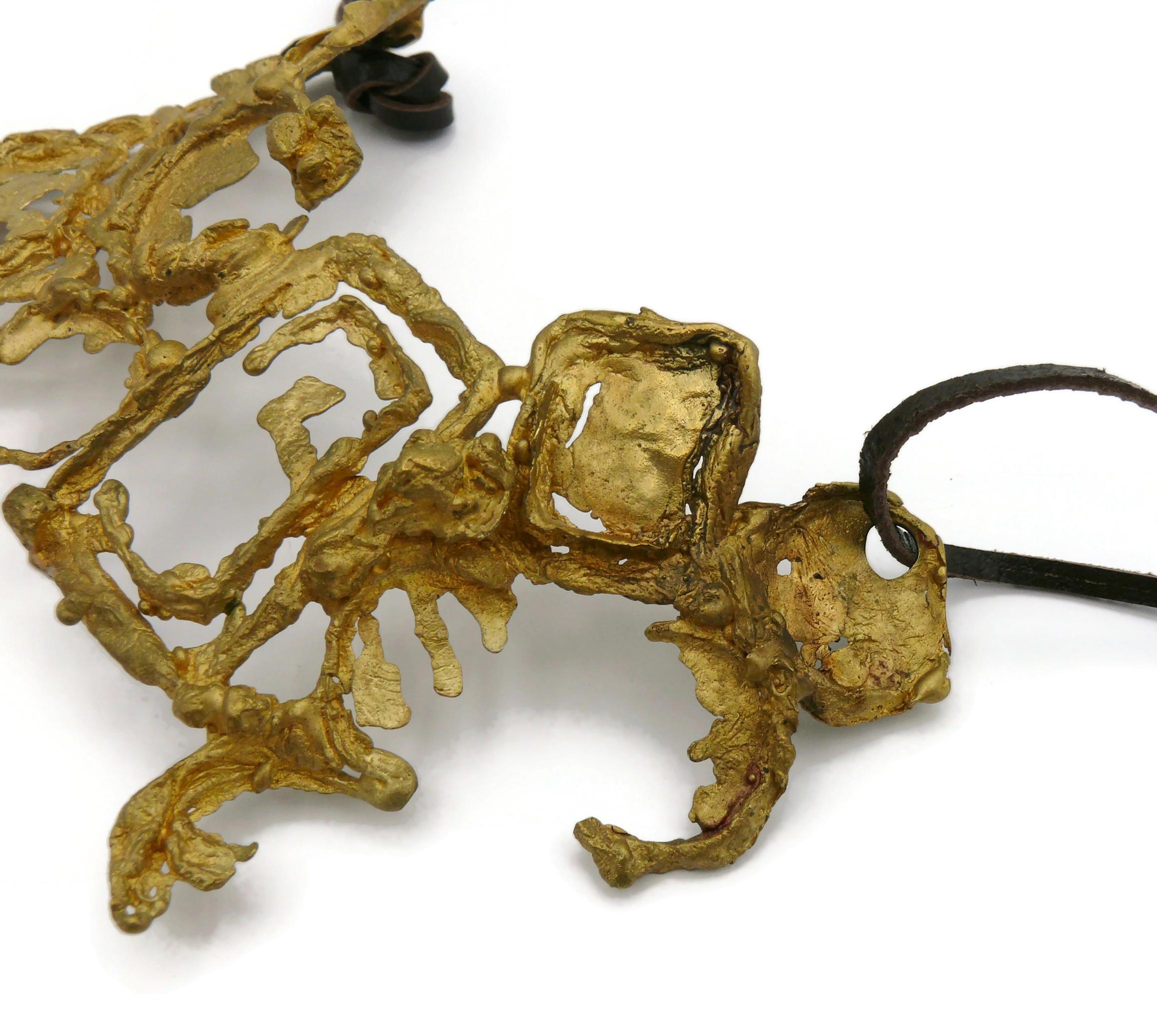 CHRISTIAN LACROIX by CHRISTIANE BILLET Vintage Sculptured Brutalist Necklace For Sale 4