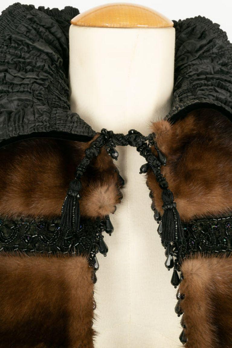 Christian Lacroix Cape in Taffeta, Lace, Beads and Mink Fur, 1998/99 For Sale 4