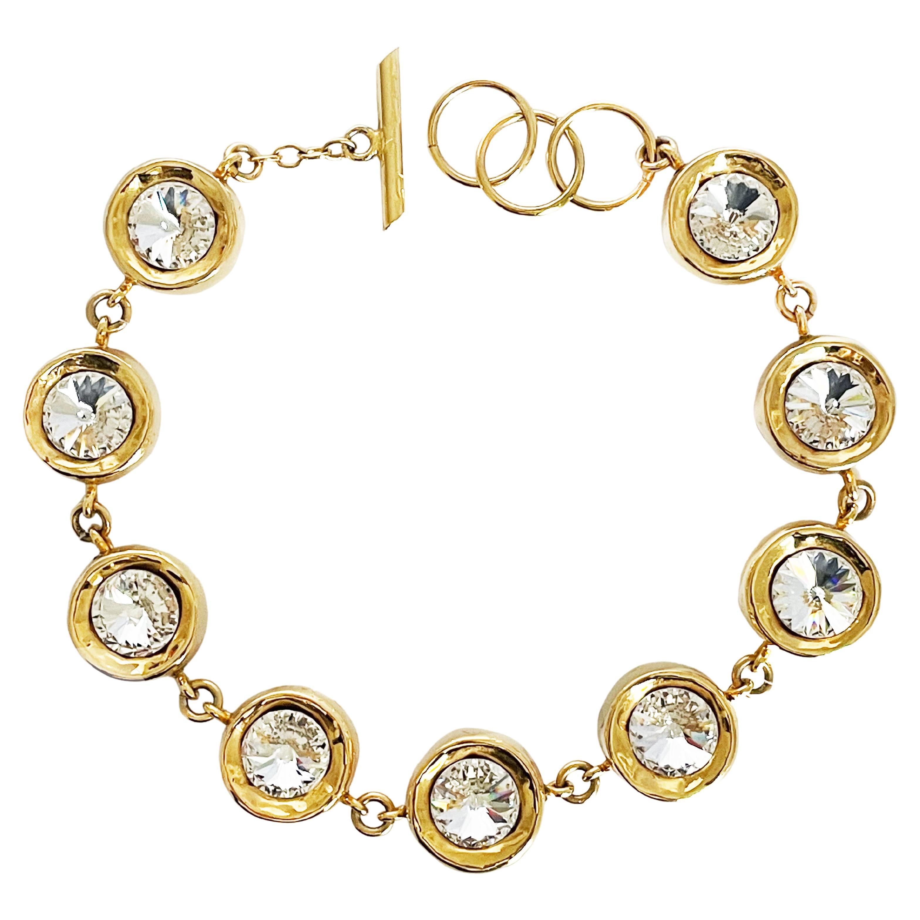 Christian Lacroix Choker Necklace Modernist Round Crystals Gold Metal ...