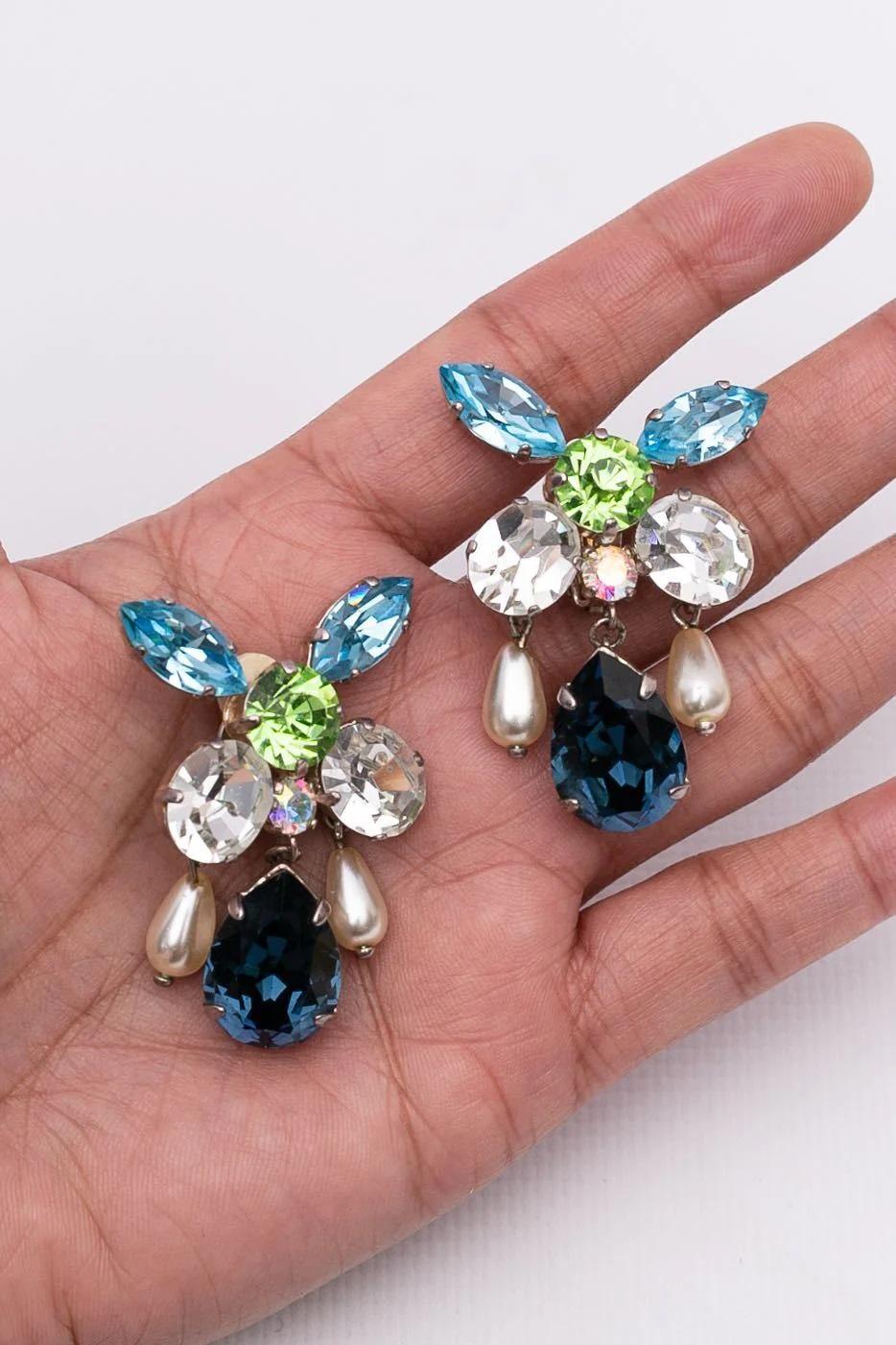 Christian Lacroix Clip-on Earrings with Rhinestones For Sale 5