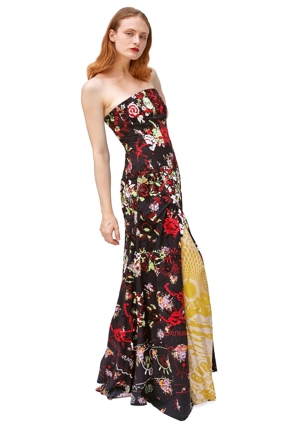 Beige Christian Lacroix Corseted Embroiderd Strapless Gown with Cape For Sale