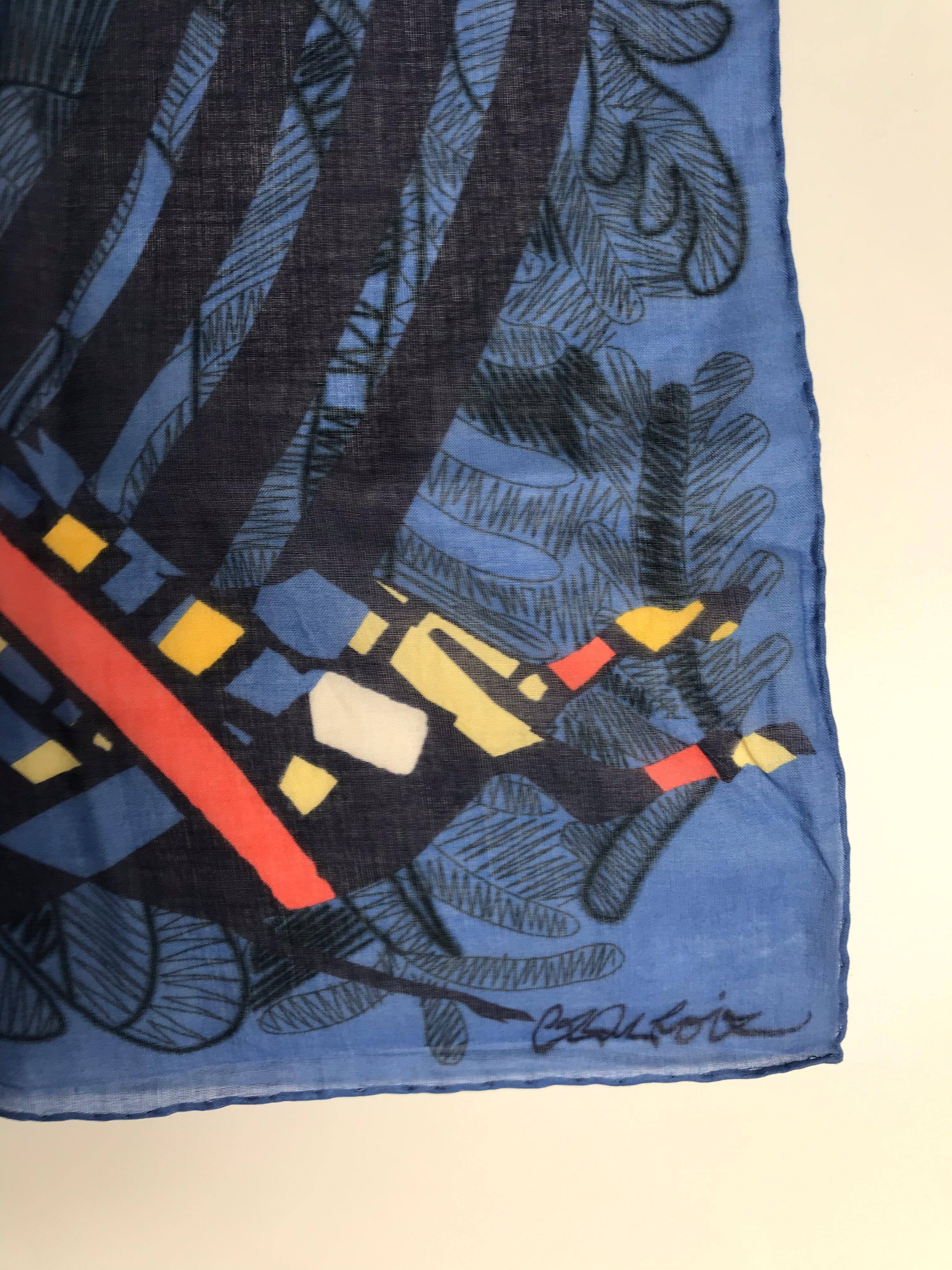 Slate and multicolor woven Christian Lacroix square scarf with abstract print throughout and rolled edges. Condition: Excellent.
Length: 22