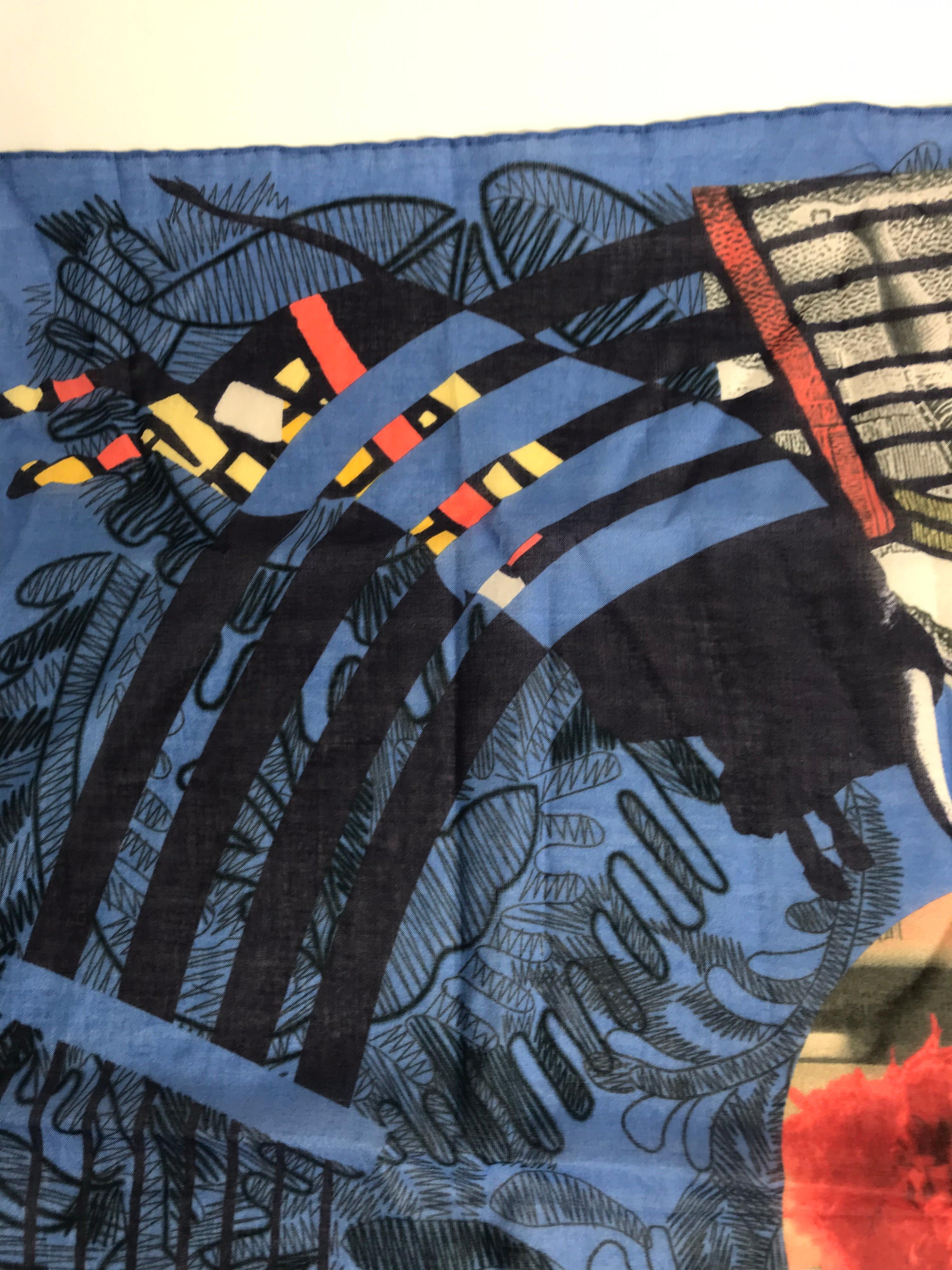 Christian Lacroix Cotton Scarf with Abstract Print In Excellent Condition In Austin, TX