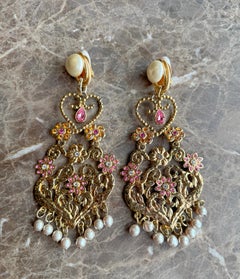 Christian Lacroix couture runway heart clip-on earrings