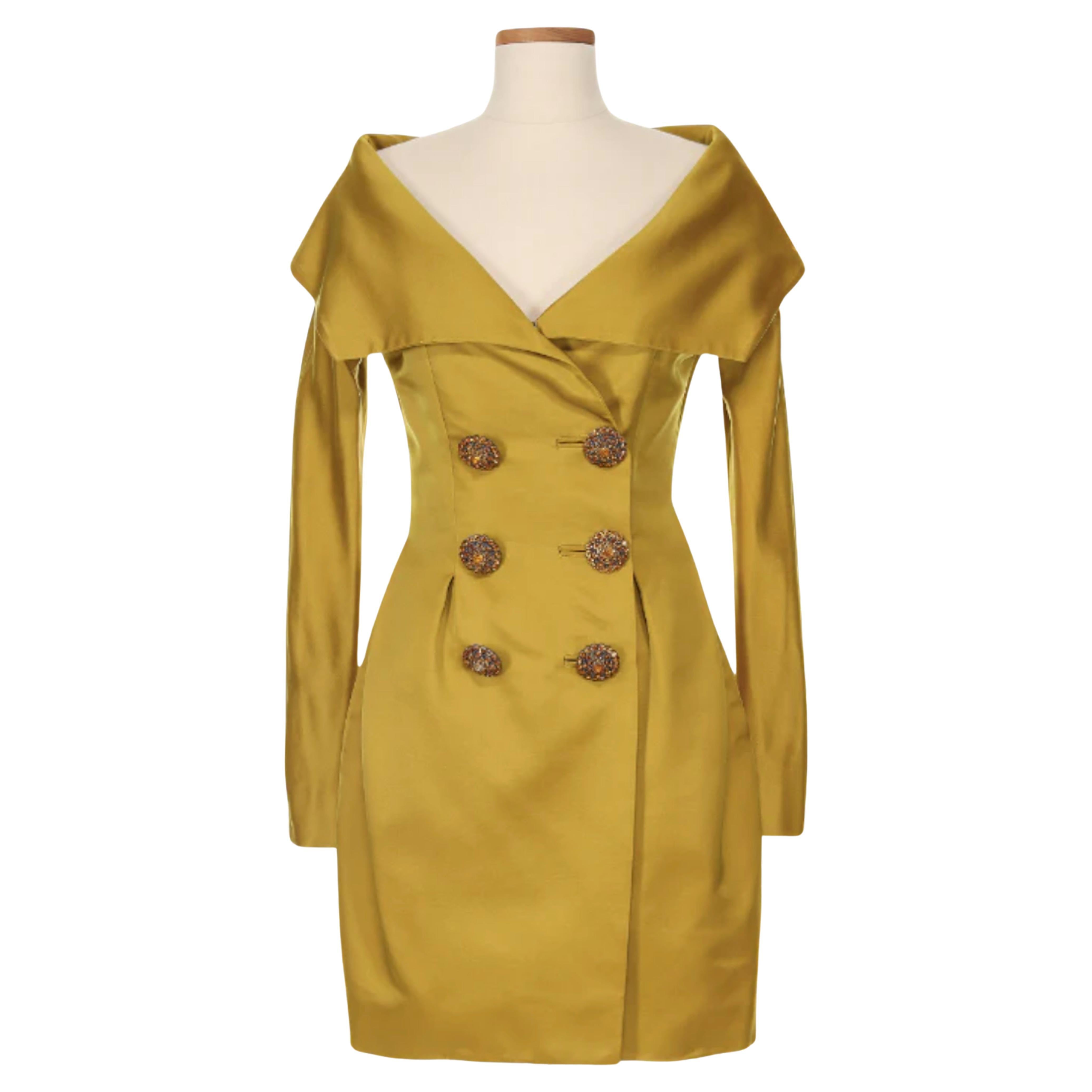 Christian Lacroix Couture Yellow Off The Shoulder Dress For Sale