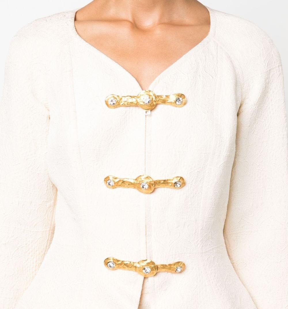 Christian Lacroix Cream Jacquard Skirt Suit In Good Condition For Sale In Paris, FR