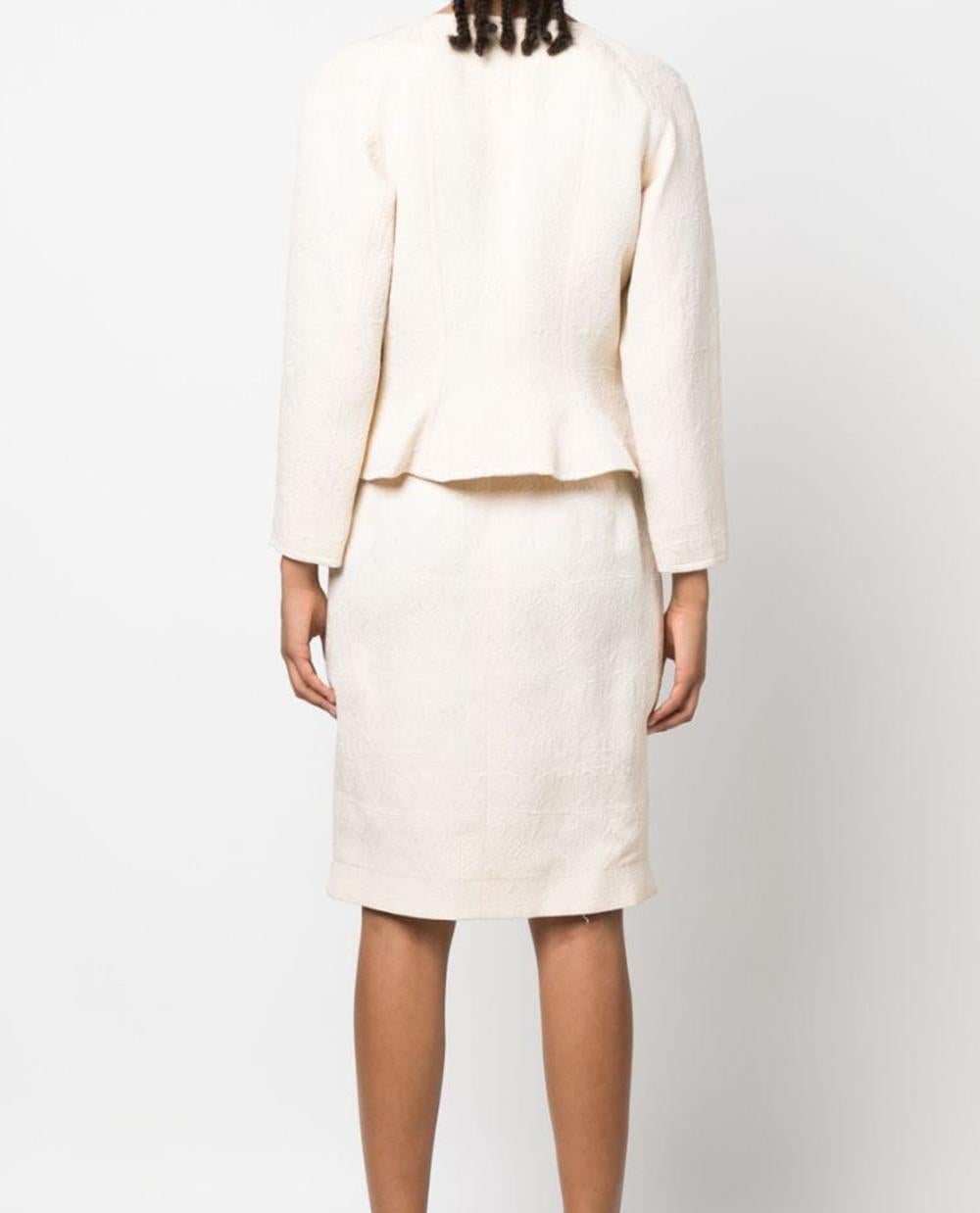 Christian Lacroix Cream Jacquard Skirt Suit For Sale 1