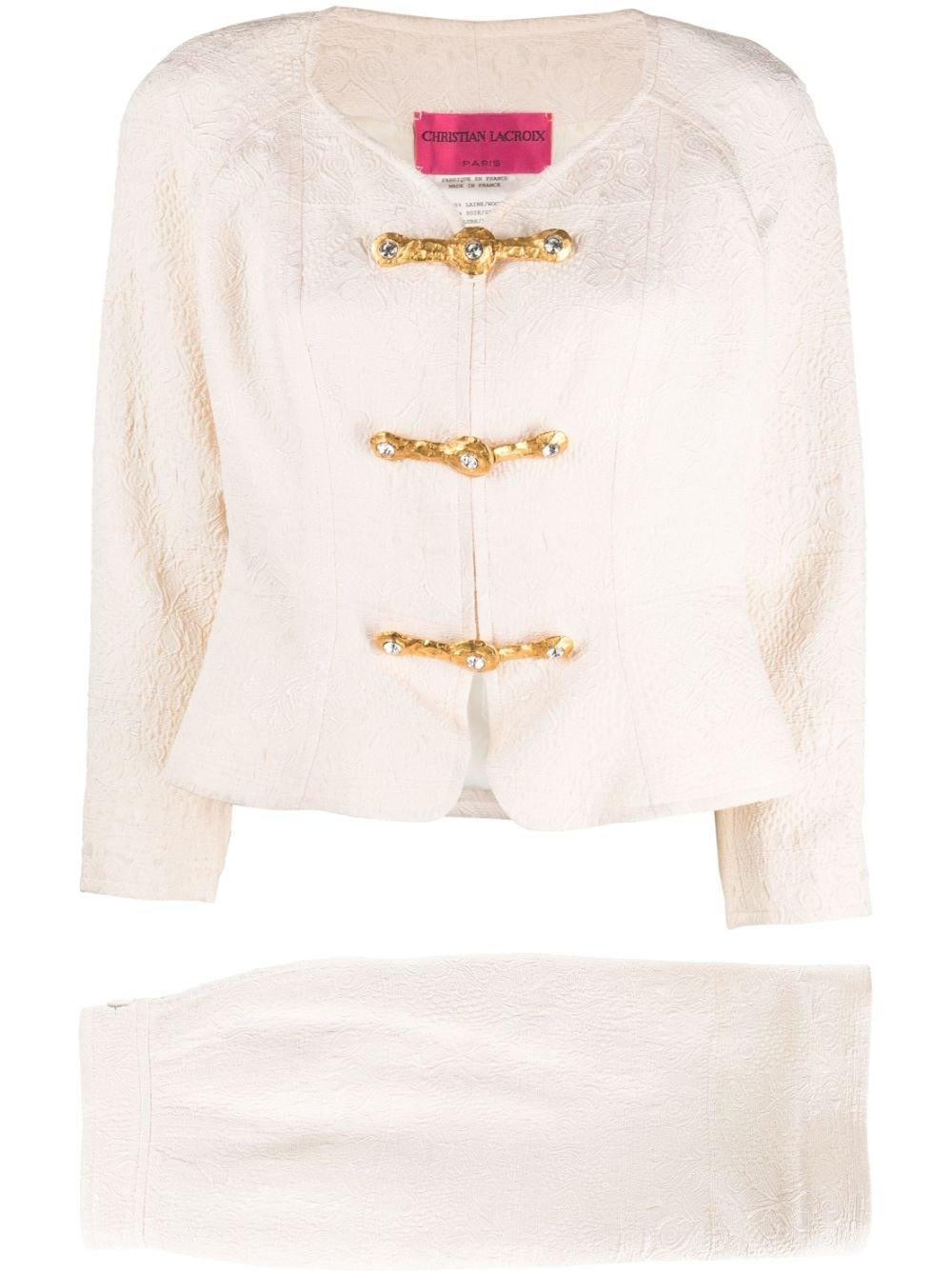 Christian Lacroix Cream Jacquard Skirt Suit For Sale 4