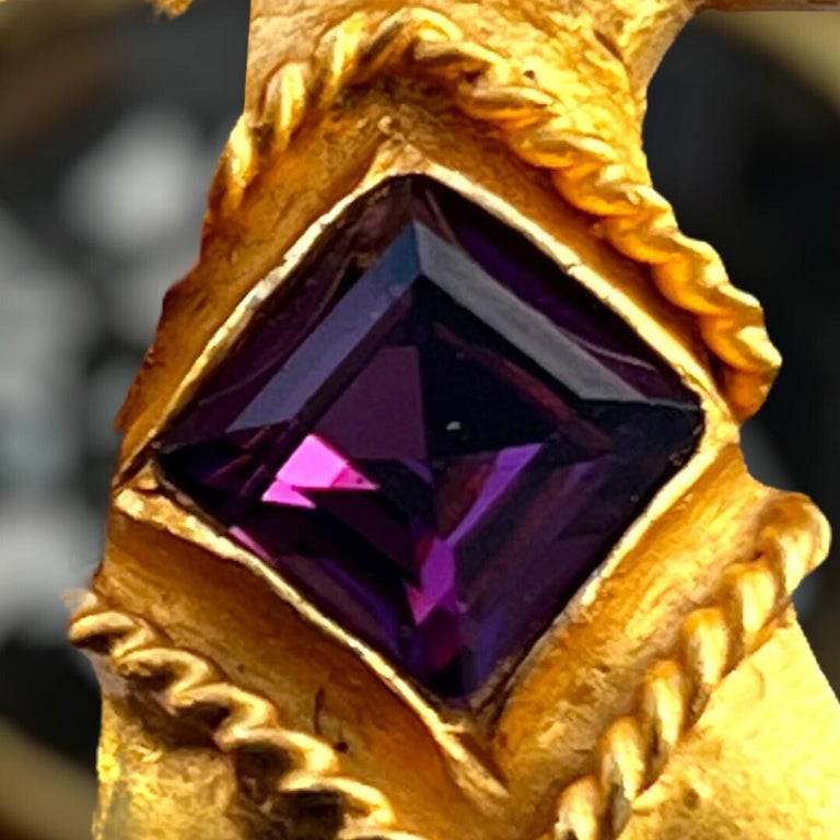 Christian Lacroix cross pendant light amethyst aquamarine swarovski