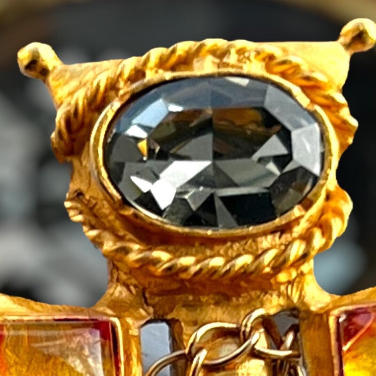 Christian Lacroix cross pendant light amethyst aquamarine swarovski