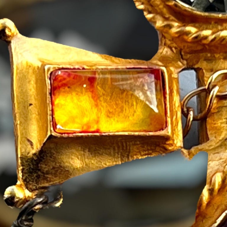 Christian Lacroix cross pendant light amethyst aquamarine swarovski