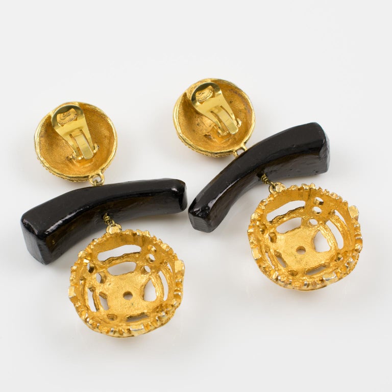 Christian Lacroix Dangle Tribal Clip Earrings at 1stDibs