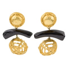 Christian Lacroix Dangle Tribal Clip Earrings