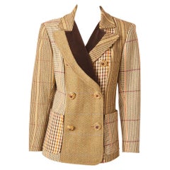 Vintage Christian Lacroix Double Breasted Multi Plaid and Tweed Blazer