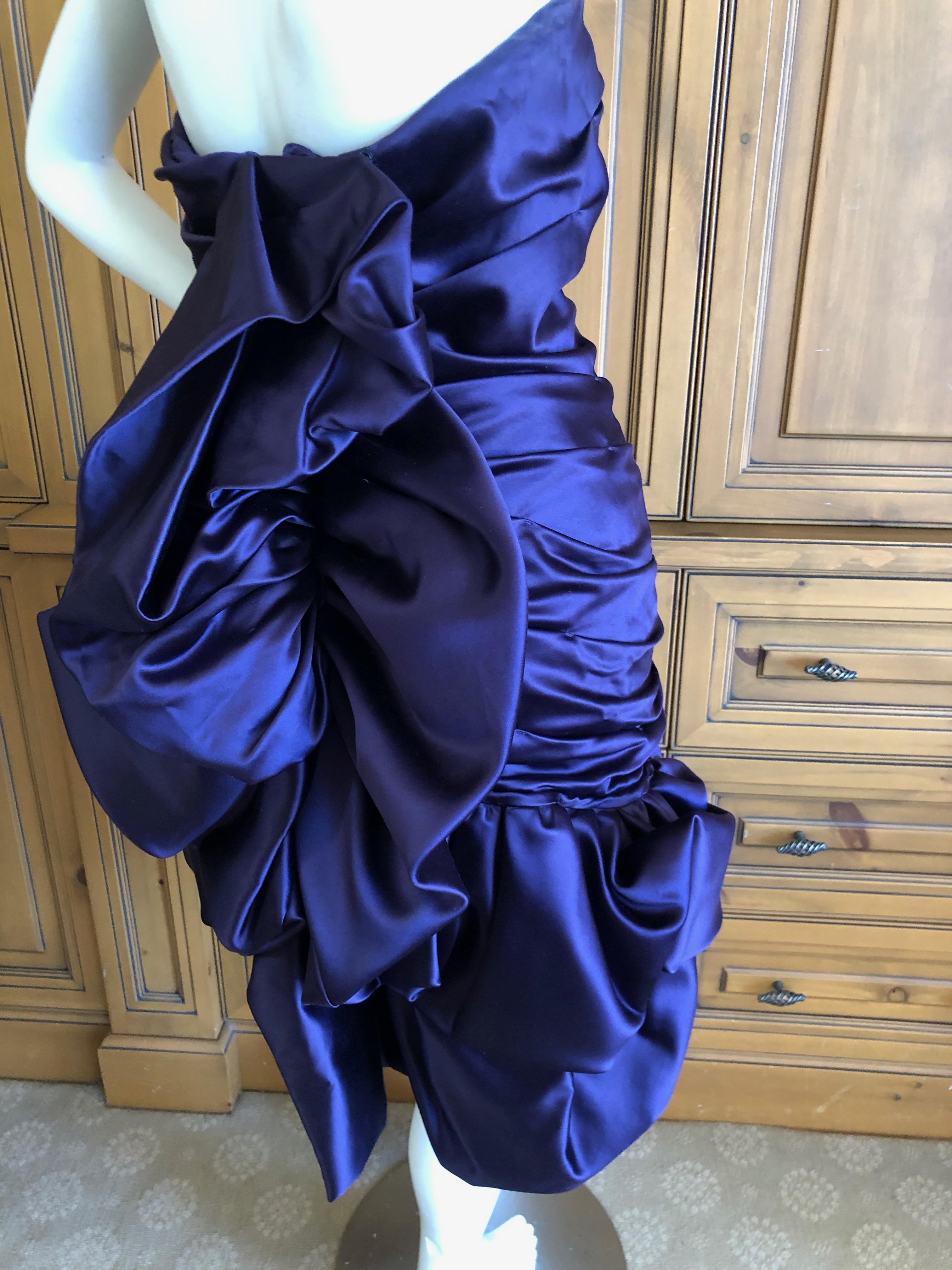 Christian Lacroix Dramatic Vintage Strapless Purple Silk Pouf Dress
There is an inner support and inner waist band to hold it up.
Size 38
Bust 34