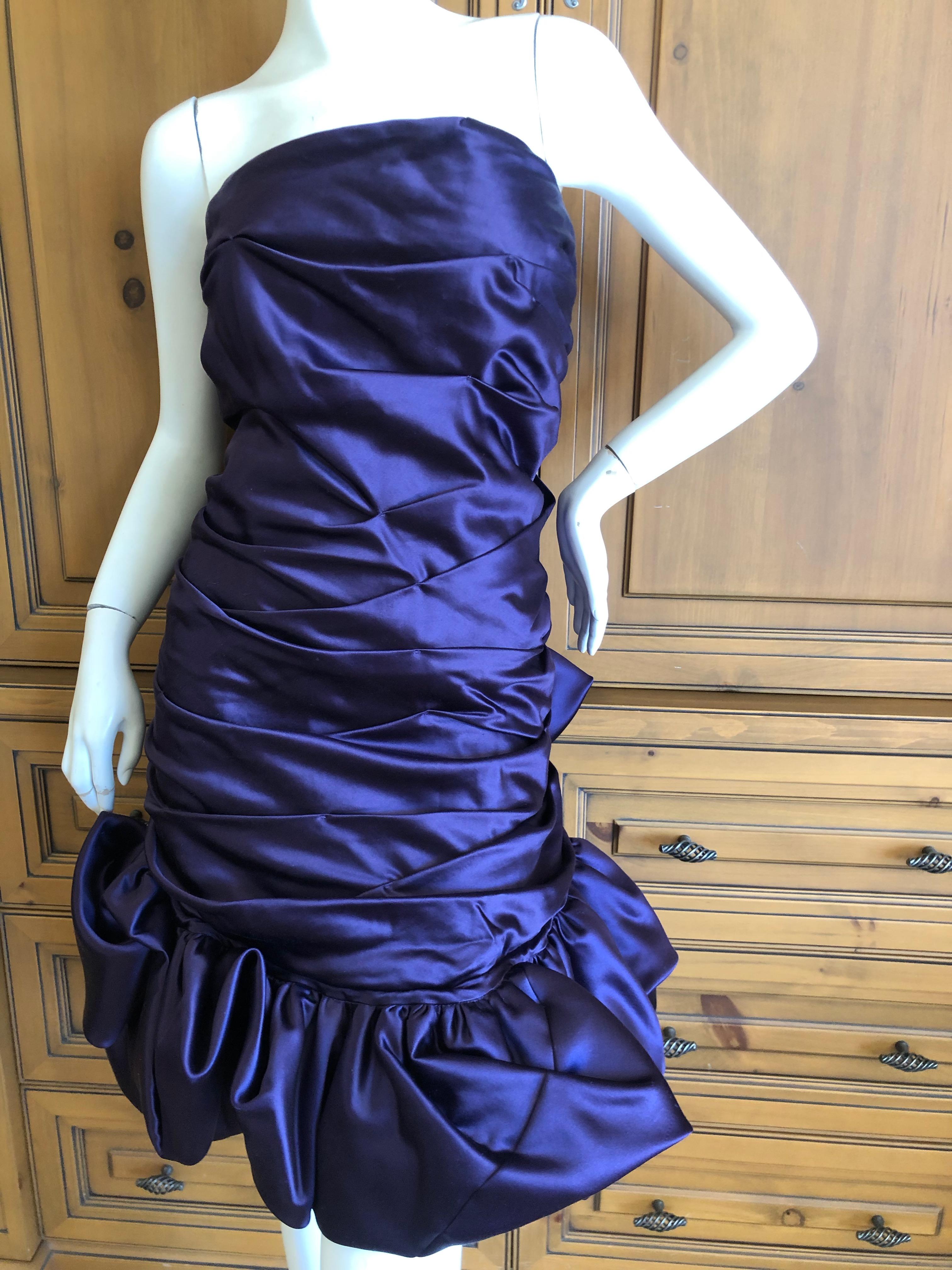 Women's Christian Lacroix Dramatic Vintage Strapless Purple Bustle Back Pouf Dress For Sale