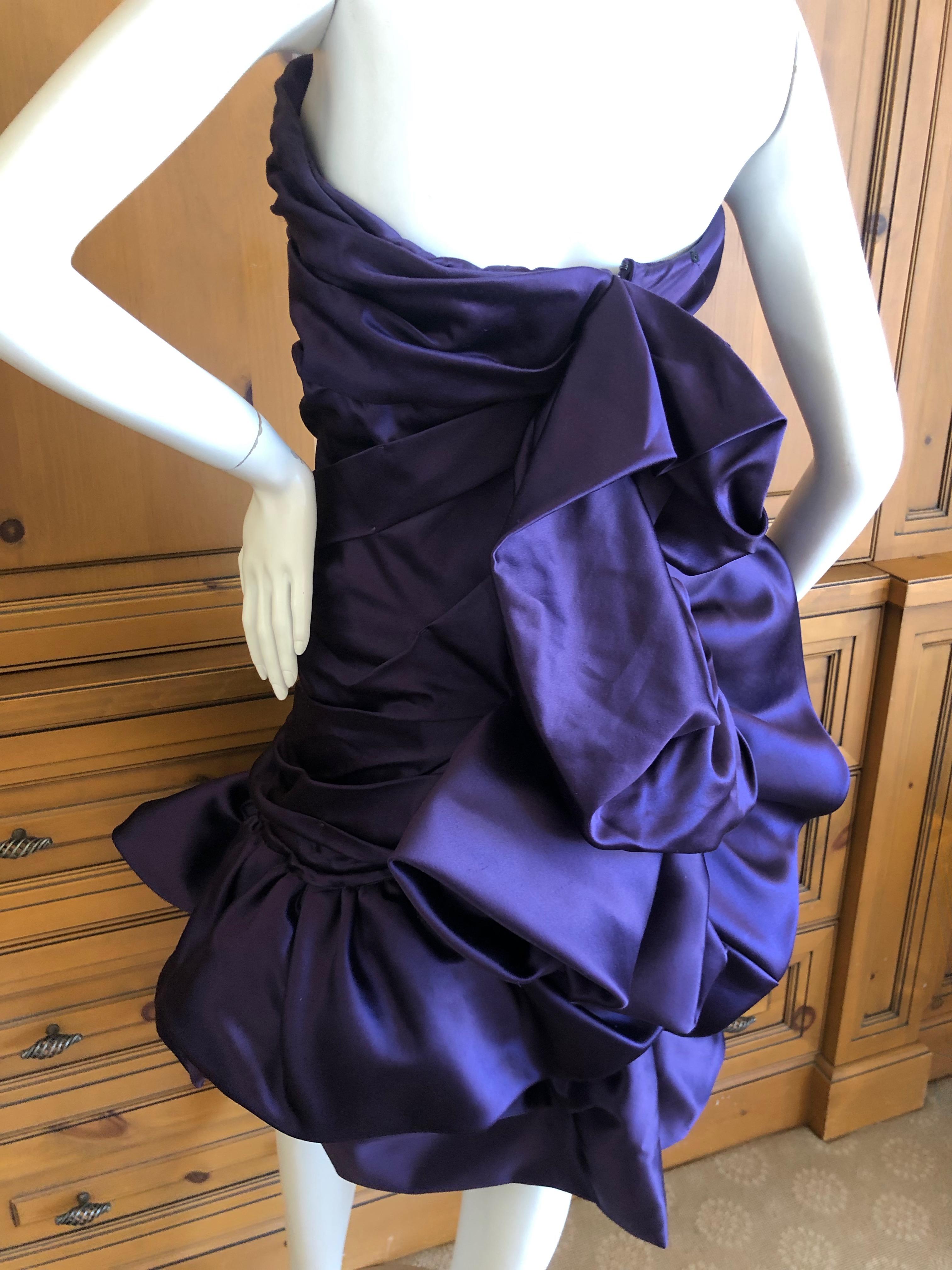 Christian Lacroix Dramatic Vintage Strapless Purple Bustle Back Pouf Dress For Sale 3