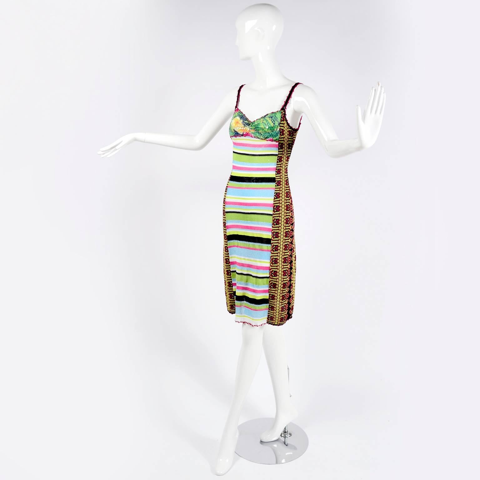 Christian Lacroix Dress in Colorful Stretch Knit With Sequins Size Medium 3
