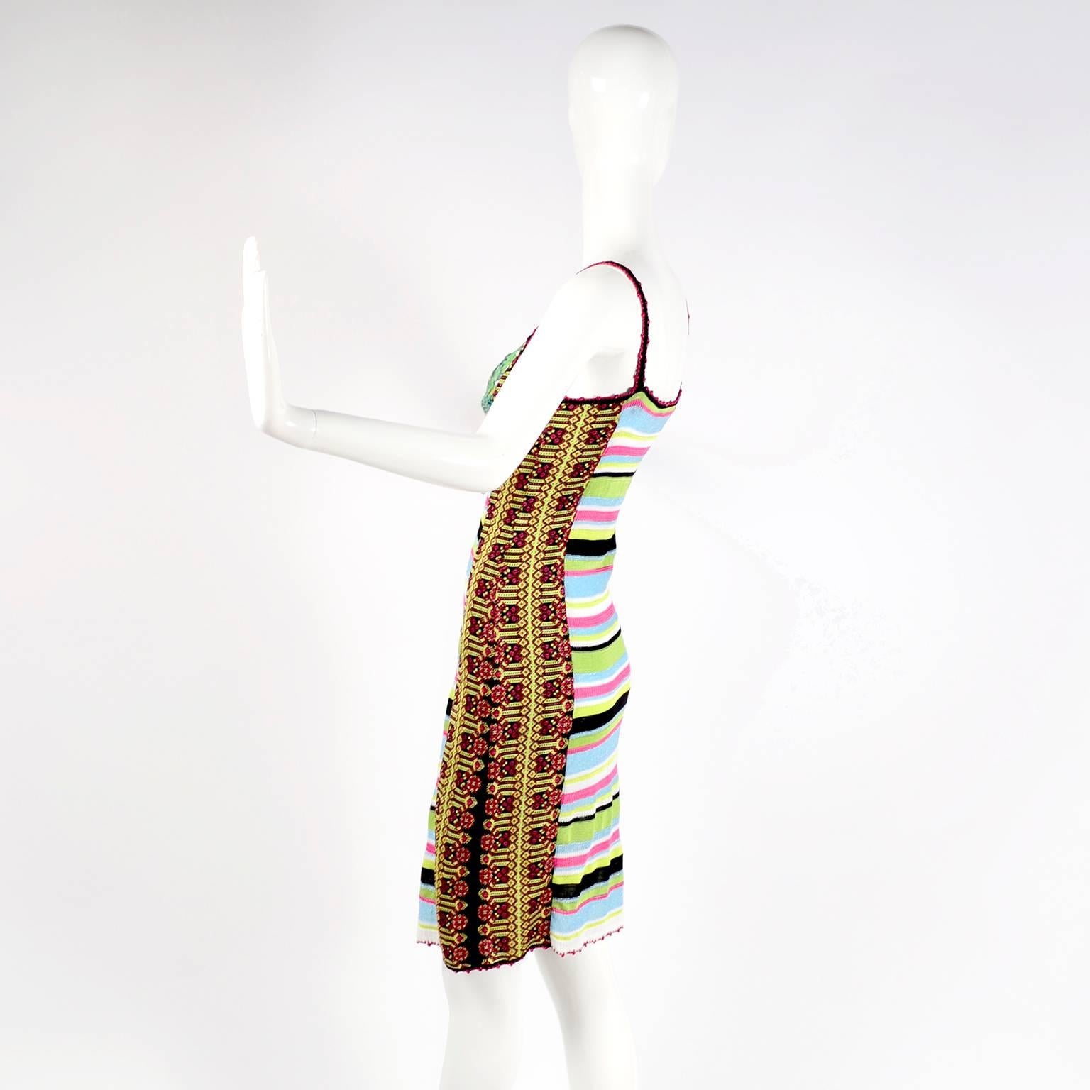 Women's Christian Lacroix Dress in Colorful Stretch Knit With Sequins Size Medium