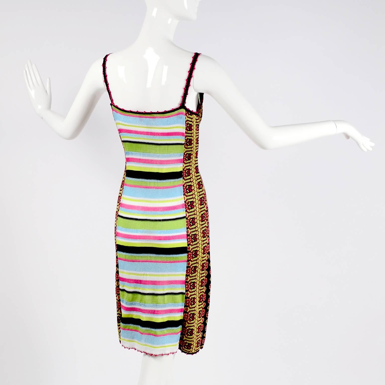 Christian Lacroix Dress in Colorful Stretch Knit With Sequins Size Medium 1