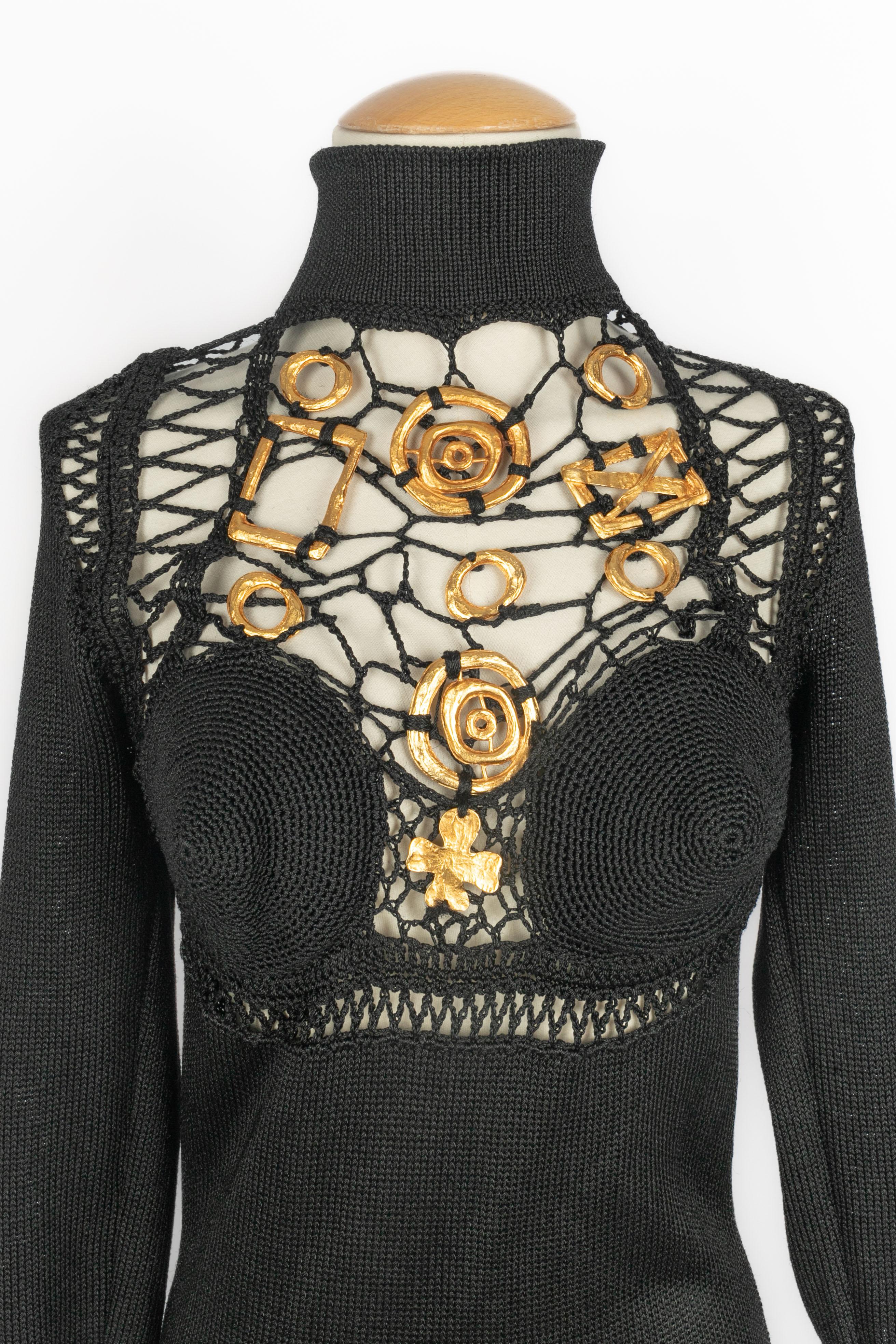 Noir Christian Lacroix robe hiver 1993 en vente