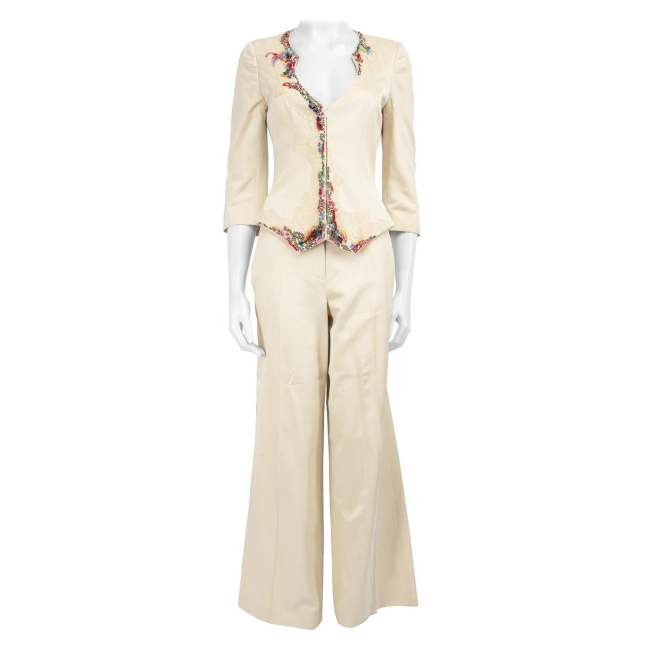 Christian Lacroix Ecru Blazer & Trousers Set Size M