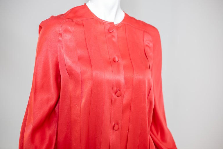 Christian Lacroix Elegant Red Silk Satin Shirt For Sale 2