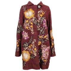 Christian Lacroix Bestickter Baumwollmantel Größe 40FR
