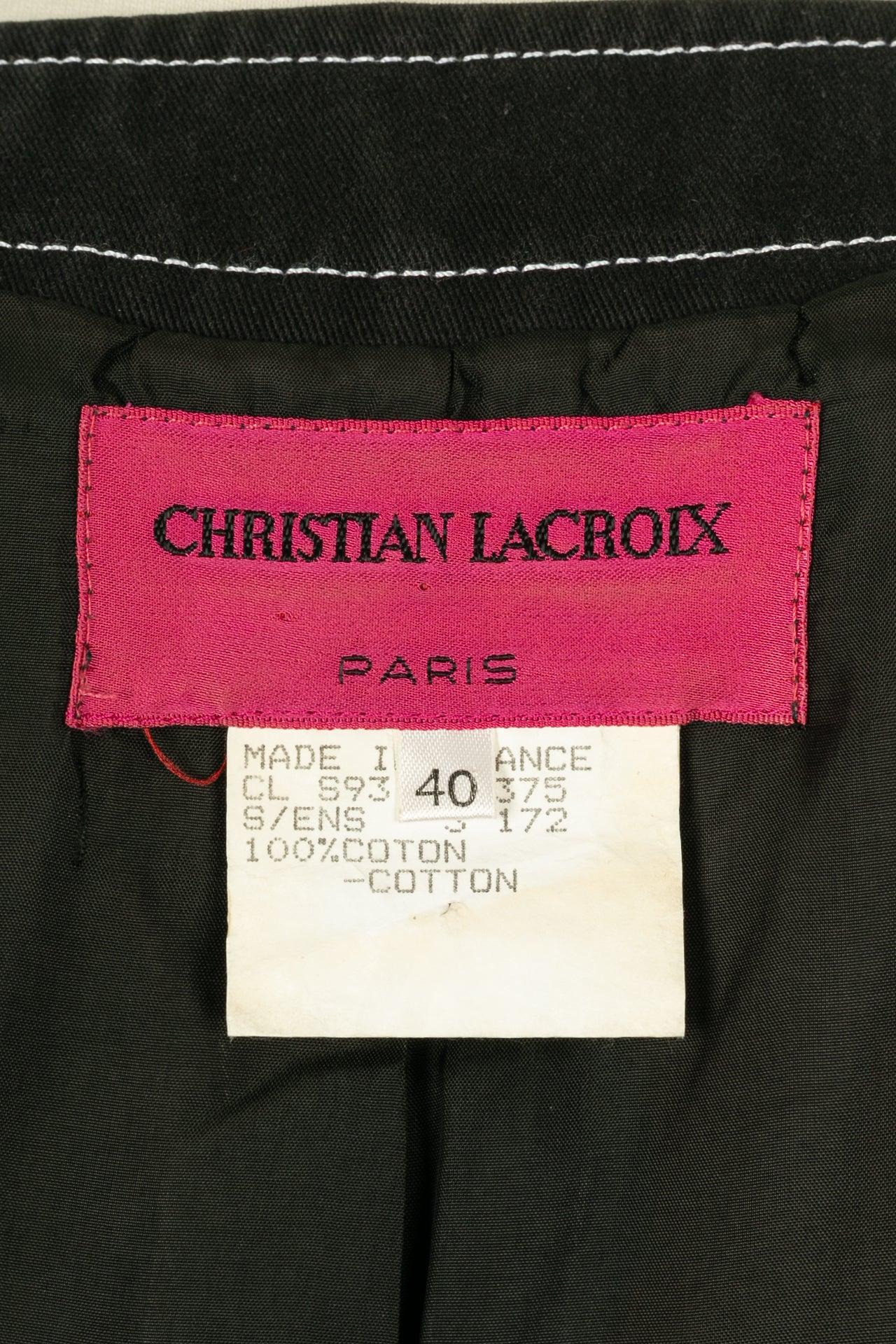Christian Lacroix Embroidered Top in Black Cotton, 1993 For Sale 2