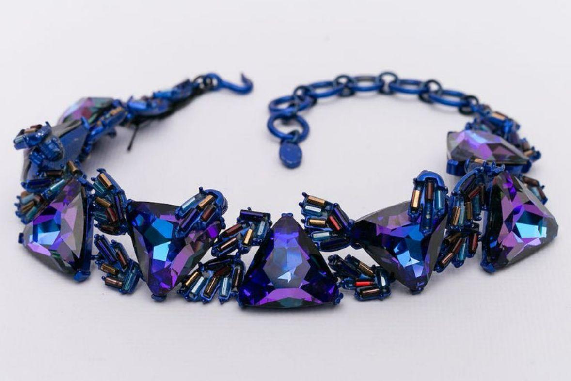 Women's Christian Lacroix Enamelled Blue Necklace For Sale