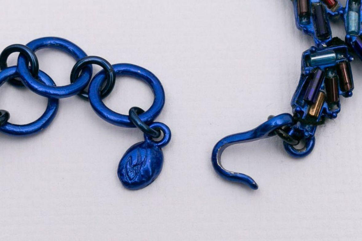 Christian Lacroix Enamelled Blue Necklace For Sale 3