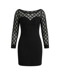 Christian Lacroix Fall 1988 Runway Mesh & Embroidered Flower Mini Dress