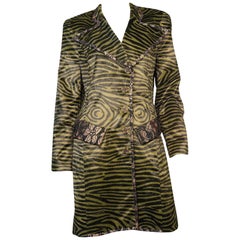 Christian Lacroix Faux Tiger Print and Lace Trench Coat