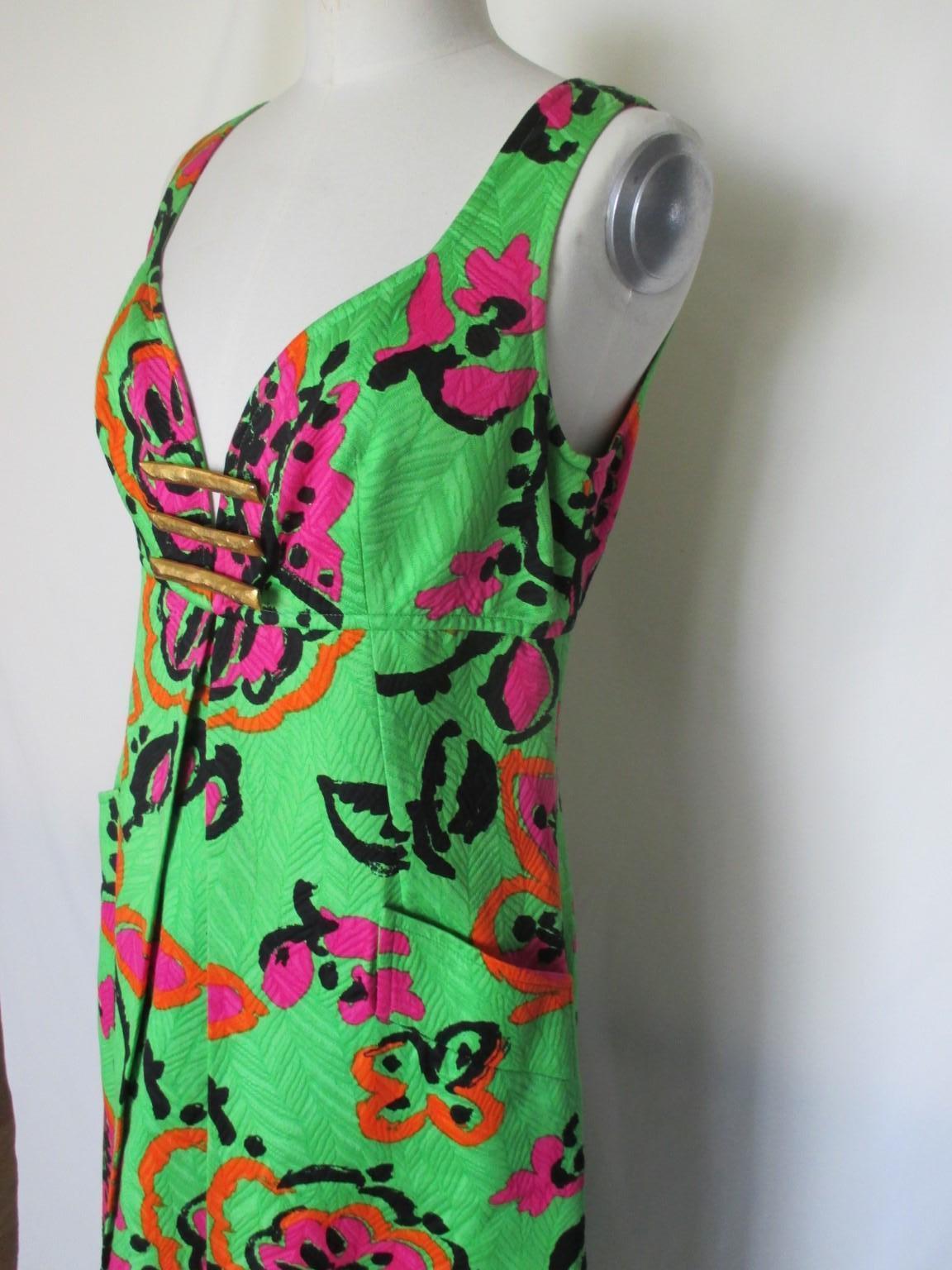 Christian Lacroix  Floral Apple Green Cocktail Summer Gown Dress 4
