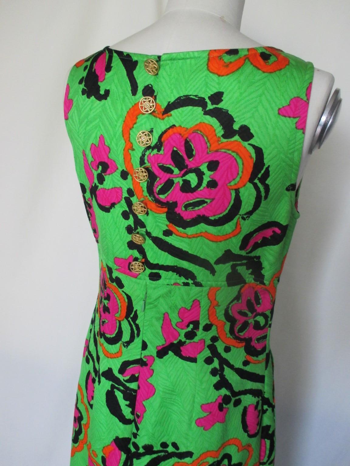 Christian Lacroix  Floral Apple Green Cocktail Summer Gown Dress In Excellent Condition In Amsterdam, NL